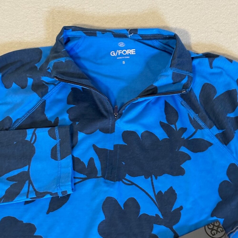 G/Fore 1/4 Zip Jacket Mens Small Blue Tonal Floral Mid Layer All Over Print